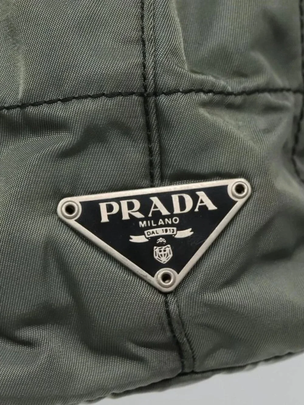 PRADA Tote Bag Nylon Plastic Gray Black Auth ep7577